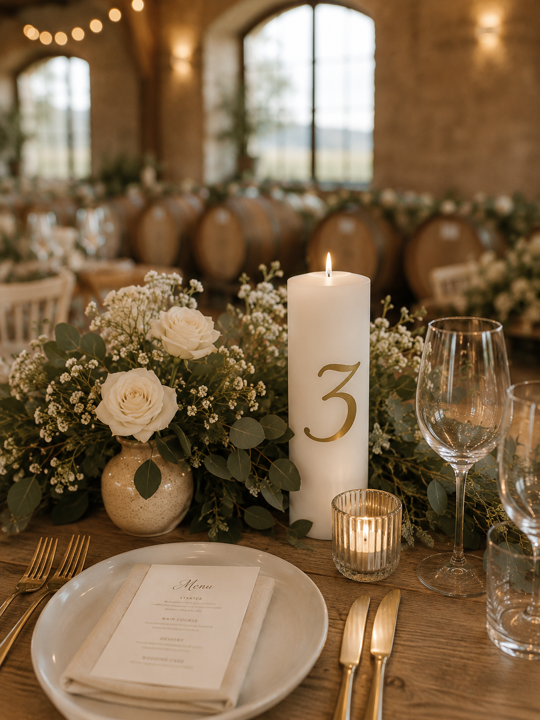 Wedding Table Number Candle