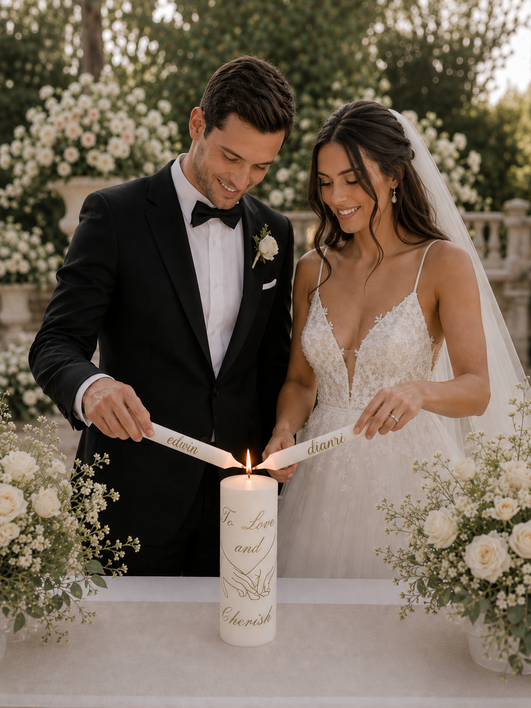 To Love and Cherish | Personalised Unity Candle Set