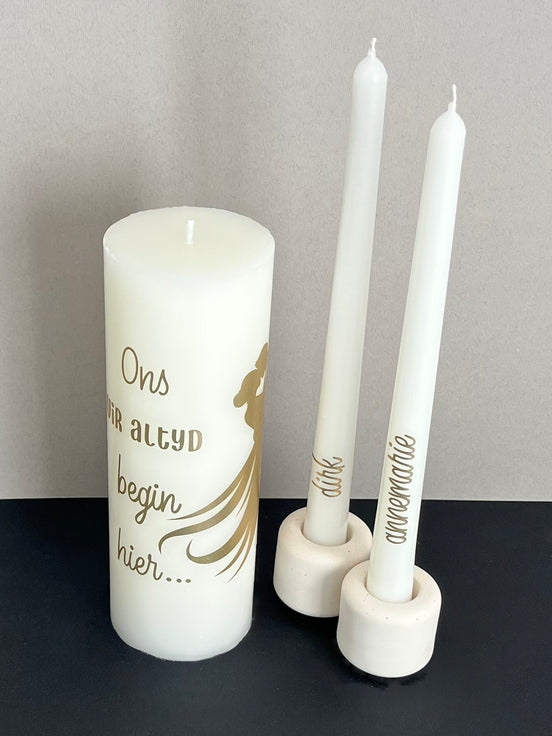 Ons Vir Altyd Begin Hier | Personalised Unity Candle Set