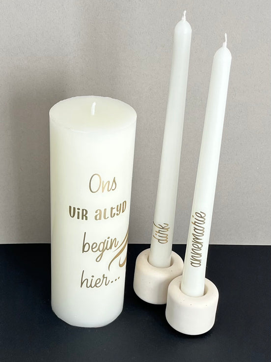 Ons Vir Altyd Begin Hier | Personalised Unity Candle Set
