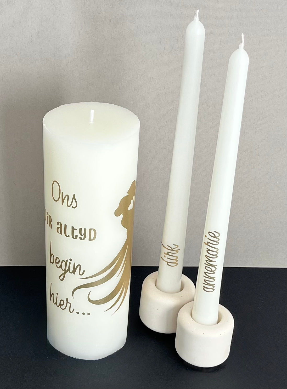 Ons Vir Altyd Begin Hier | Personalised Unity Candle Set