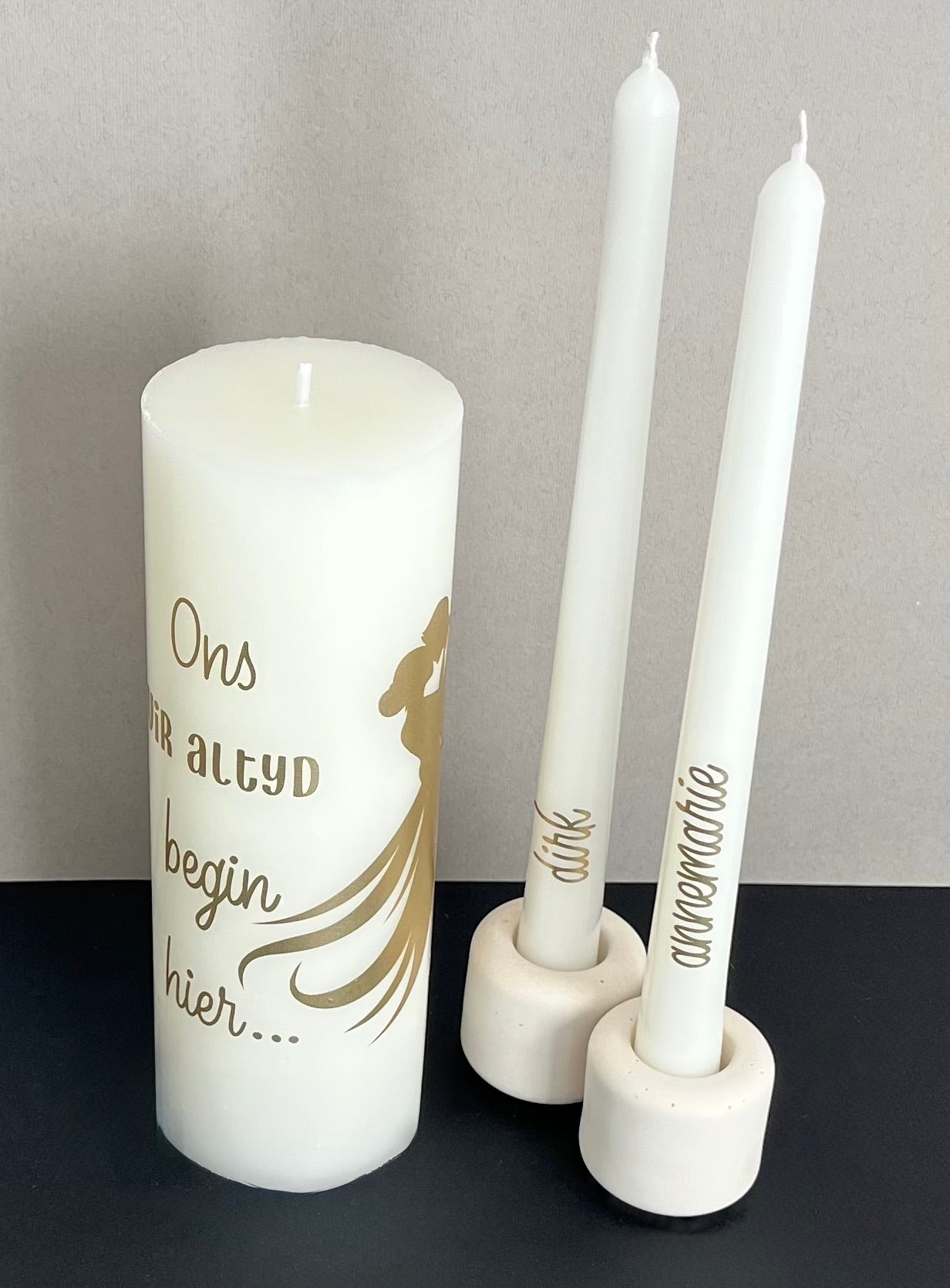 Ons Vir Altyd Begin Hier | Personalised Unity Candle Set
