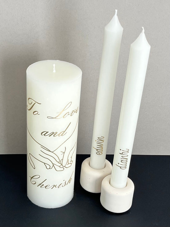 To Love and Cherish | Personalised Unity Candle Set
