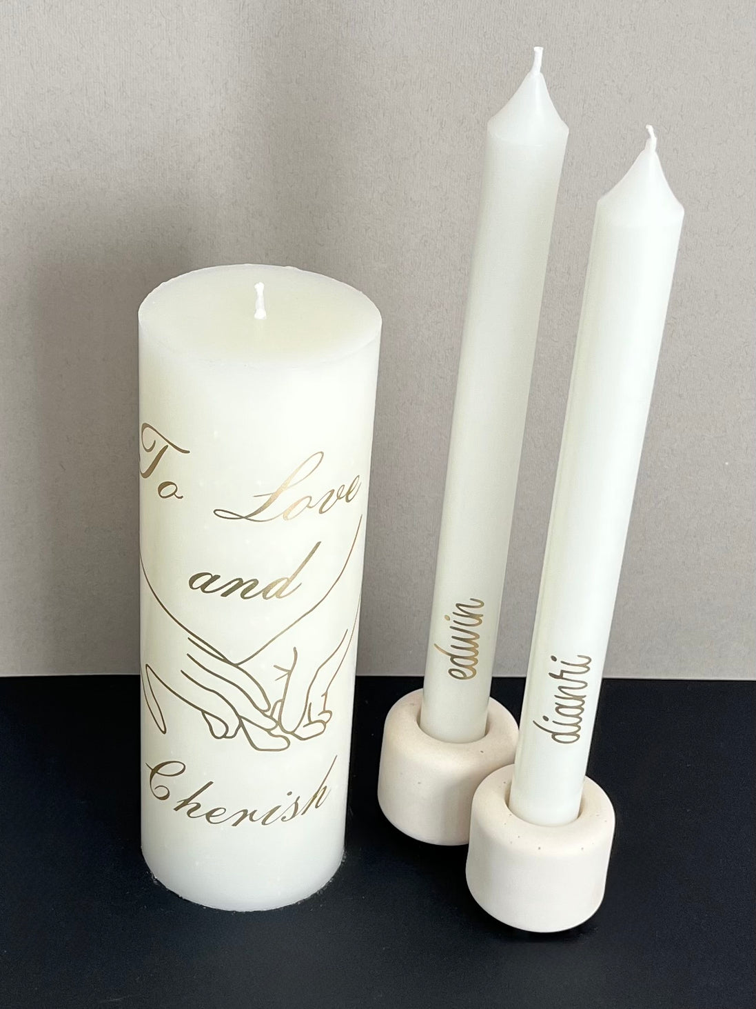 To Love and Cherish | Personalised Unity Candle Set