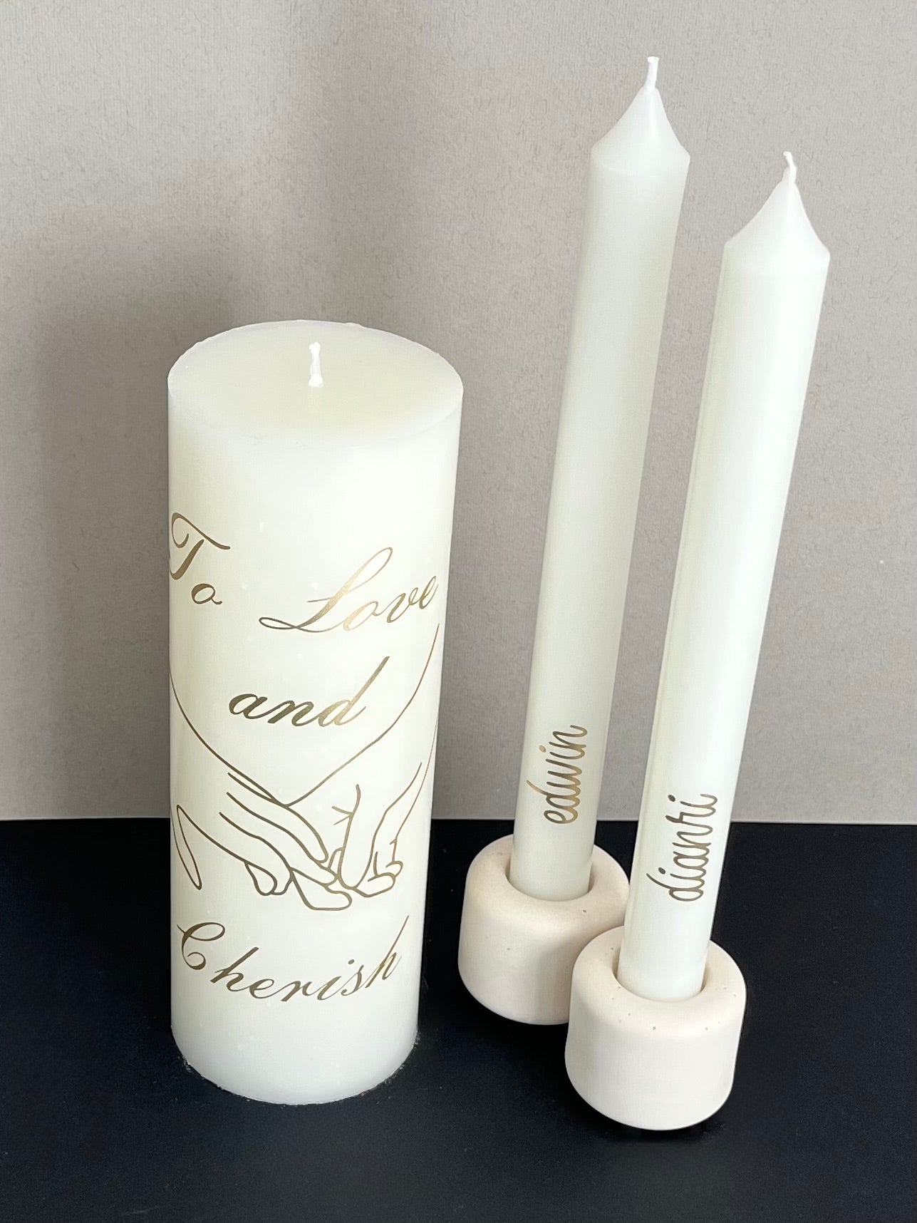 To Love and Cherish | Personalised Unity Candle Set